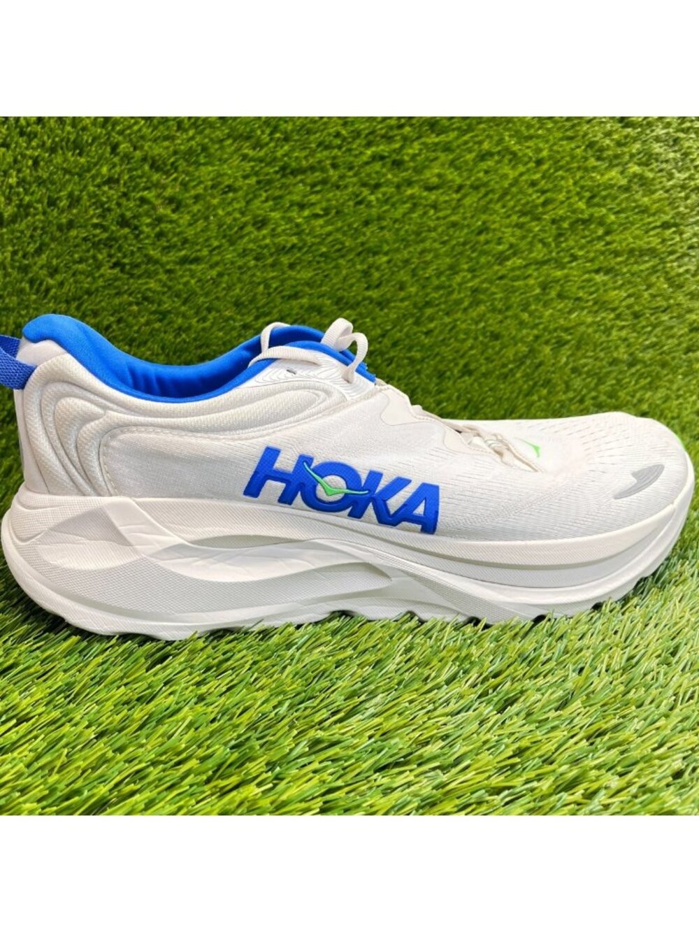 Hoka One One Gaviota 6 Mens Size 14 Ivory Blue Athletic Running Shoes Sneakers